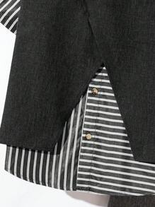 Bộ 3 áo vest có cấu trúc cho bé trai tuổi mới lớn, áo phông sọc tay ngắn và quần short - màu đen - Xem 7