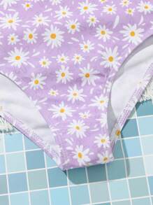 SHEIN Teen Girl Floral Print Tie Sides One-Piece Swimsuit, Random Prints