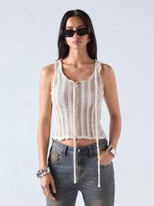 LYSMO Débardeur sans manches semi-transparent pour femme avec sangle de cou interchangeable