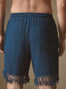 Manfinity VCAY Men's Woven Mid-Waist Straight Leg Casual Shorts, Suitable For Summer