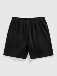 ROMWE MEN Street Life Men's Y2K Retro Silhouette Print Casual Shorts, Suitable For Daily Wear Spring/Summer - Black - View 2