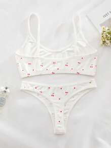SHEIN 6pcs Set Casual & Comfortable Romantic Girl Print Lingerie Set, Kawaii - Multicolor - View 5