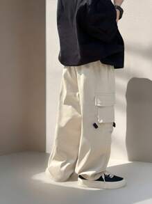 SHEIN 青年男孩宽松时尚嘻哈风格口袋工装裤，休闲街头装复古学院风返校风