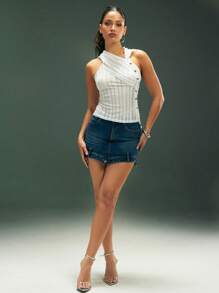 Denimoi Hooded Semi-Sheer Knit Top, Minimalist Style Suitable For Summer - White - View 3