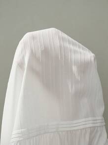 SHEIN PETITE 女式纯色腰带荷叶边下摆休闲裙 - 白色 - 查看 9