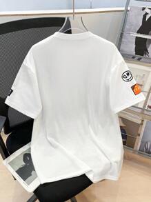 SHEIN Leap Crew 青少年男孩休闲短袖 T 恤，运动街头装朋克摇滚学院风，适合日常穿着、派对、音乐节，适合春夏季节