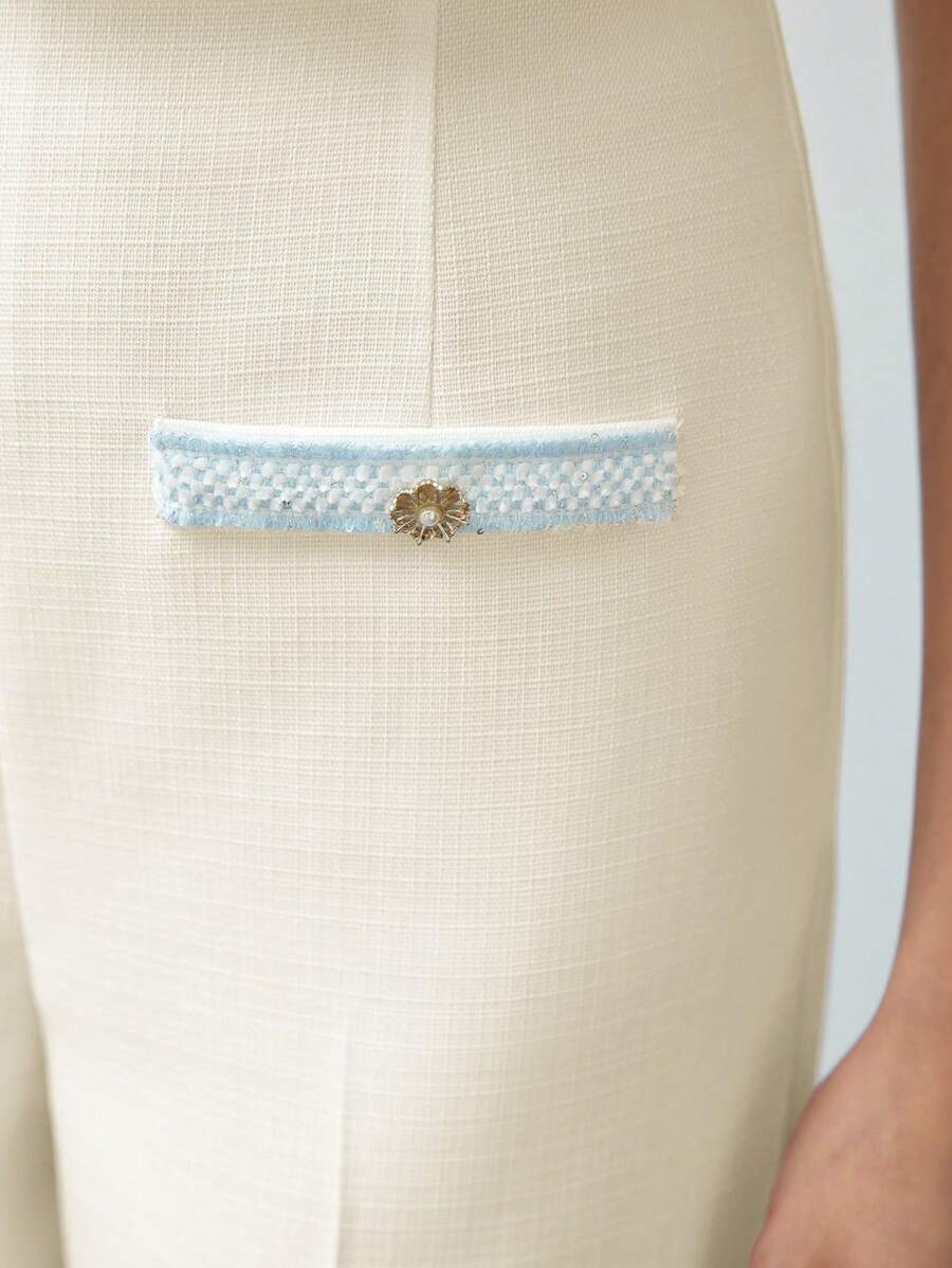 MOTF STUDIO CONTRAST BINDING PRESS CREASE SUIT PANTS - Apricot - View 2