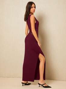 Poéselle Women's Dress Waist Lace Stitching Waist Pleat Design Women Contrast Lace Sleeveless Bodycon Side Slit Dress Women Dresses Summer Women Outfit Sundress Summer Women Dresses Summer Dress Black Women Dresses Beach Women Dresses Summer Clothes Long Dress Y2k Spring Women Dresses Spring Women Outfits Festival Outfits Spring Dress Office Women Outfits Women Clothing Casual Women Dresses Concert Women Outfit