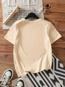 Attitoon 休闲樱桃印花圆领修身大码女式短袖 T 恤，适合夏季套头衫