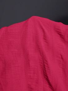 Slaydiva Plus Size Women Textured Bandeau Top And A-Line Midi Skirt 2 Pieces Set For Vacation - Hot Pink - View 8