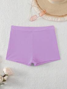 SHEIN Swim Women's Solid Color Summer Beach Bikini Bottoms - Mauve Purple - View 2