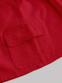 SHEIN MOD 女士牛仔迷你裙，简约时尚，适合夏季，纯色 - 紅色 - 查看 4