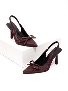 CUCCOO CHICEST Women's Back Strap Burgundy Butterfly Decor Lolita Style High Heel Pumps - Purple - View 5