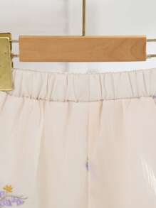 SHEIN 2 件套女孩花卉印花休闲度假装 - 白色 - 查看 4