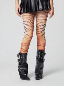 ROMWE Goth 1 双百搭深色虎纹连裤袜，适合所有季节