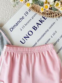 2pcs/Set Babygirl Cute Knitted Bow Decor Shorts, Versatile For Summer - Multicolor - View 3