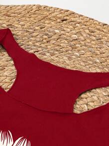 EMERY ROSE 女士休闲简约雏菊图案印花吊带背心，夏季 - 酒紅色 - 查看 5