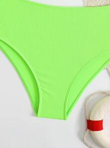 SHEIN Teen Girl Plain Color Bikini Set, Minimalist Design, Suitable For Summer - Green - View 4