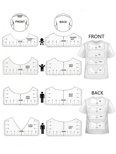 8 st T-shirtlinjalguide Vinyljusteringskit Linjal Möbelverktyg T-shirtcentreringsjusteringslinjal T-shirtlinjal för centerdesign, PVC-hantverk Sykrage Mättillbehör Ritningsmall Klädmönsterdesign