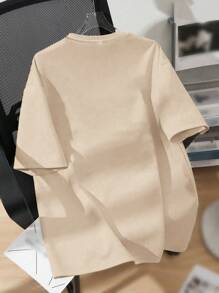 Manfinity Joysei Plus Size Men's Khaki Crew Neck Short Sleeve T-Shirt - Khaki - View 4