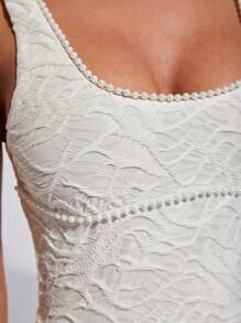 COSMINA Abito mini elegante da donna per vacanze e spiaggia in beige, abito da festa da cocktail per donna - Albicocca - Visualizzare 7