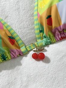 Swim Mod Women's Summer Beach Fruit Print Halter Tie Sexy Bikini Set - Multicolor - View 5