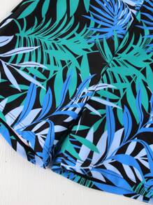 Tween Boy Tropical Plants Print Long Sleeve Rashguard And Swim Trunks Set - Multicolor - View 5