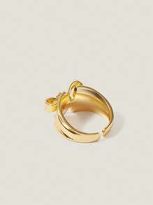 Muvela Exaggerated Gold Bowknot Open Ring - Yellow Gold - View 2