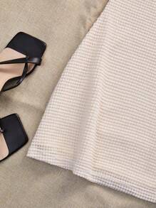 SHEIN Forever 21 Summer New Sleeveless V-Neck Fitted Waist A-Line Mini Dress, Commuting & Leisure - Beige - View 9