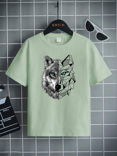 SHEIN Leap Crew Camiseta casual de manga corta y cuello redondo para niños preadolescentes, para el verano