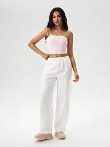 Hanevo Quần màu trơn thông thường hàng ngày của phụ nữ - trắng - Xem 3