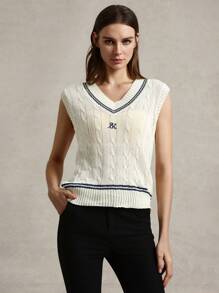 Briarwyn 女士学院风字母刺绣毛衣背心夏季女士商务休闲装 - 彩色 - 查看 2