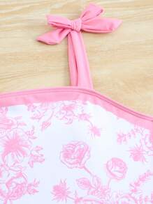 Sparklyn 少女花卉印花泳衣搭配比基尼上衣和纱笼裙，度假风格（随机印花） - 彩色 - 查看 5