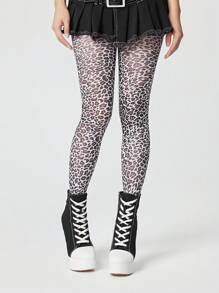 ROMWE Goth 1 Pair Dark Leopard Print Tights, Fashionable And Versatile For All Seasons - Multicolor - View 6