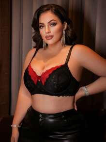 SHEIN 大码内衣文胸和无钢圈内衣文胸，简约时尚，适合夏季 - 黑色 - 查看 3