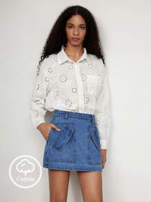 Maija 女士休闲蓝色迷你牛仔裙，夏季 - 中等水洗藍 - 查看 5