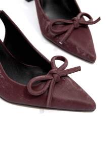 CUCCOO CHICEST Women's Back Strap Burgundy Butterfly Decor Lolita Style High Heel Pumps - Purple - View 3