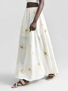 Ontre 女式2025年花卉印花裙，波西米亚风格，伊比萨岛度假装，度假印花