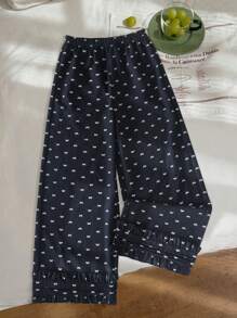 Pantalones estilo coreano casual y holgado con estampado de mariposa y cintura elástica para niñas