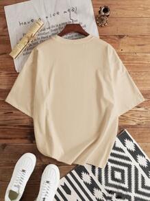 Manfinity Joysei Plus Size Men's Khaki Crew Neck Short Sleeve T-Shirt - Khaki - View 2