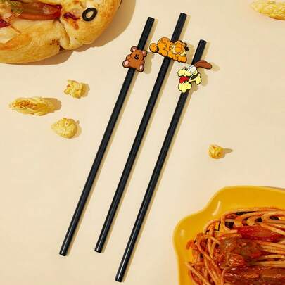 GARFIELD | SHEIN 3 件装 可爱卡通图案吸管头盖，带吸管，礼物