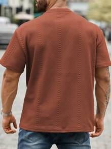 Manfinity Homme Áo thun tay ngắn họa tiết chữ thường cỡ lớn dành cho nam, mùa hè - Màu nâu  Mocha - Xem 2