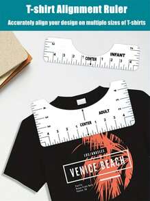 8 件 T 恤尺指南乙烯基对齐套件尺子家具工具 T 恤居中对齐尺 T 恤尺用于中心设计，PVC 工艺缝纫领测量配件绘图模板服装图案设计 - 白色 - 查看 2