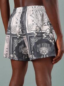 SUMWON 奢华棕榈树印花头巾泳衣平角短裤休闲夏季海滩泳池度假休闲服 - 彩色 - 查看 5