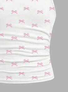 SHEIN Girlism 迷你蝴蝶结芭蕾舞者风格背心，适合青少年女孩的合身休闲运动背心 - 彩色 - 查看 5