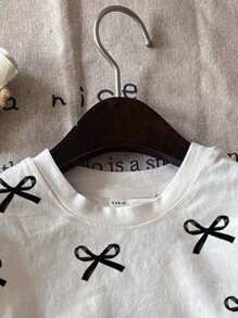 SHEIN Leap Crew 2pcs Teen Girl Casual Butterfly Print Short Sleeve Loose T-Shirt & Legging Set, Suitable For Summer - Multicolor - View 4