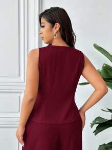 SHEIN Frenchy Chaleco informal decorado con botones metálicos de talla grande
