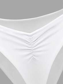 Swim Basics Summer Beach Women's V-Waist Pleated Bikini Bottoms