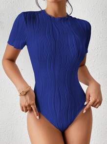 SHEIN Frenchy 休闲纯色纹理紧身衣，夏季