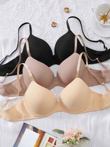 Snug Zone 3 pièces/set Soutien-gorge de confort minimaliste pour femmes, soutien-gorge sans armature simple et décontracté pour tous les jours
